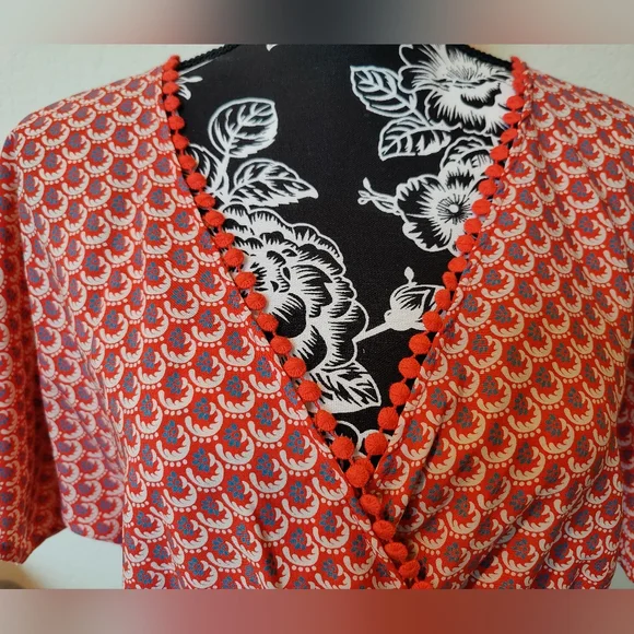 NWT Francesca's Collection Adorable "Mya'n Bohemian Midi Dress (Medium) 🧡🤍🩵🧡 - Picture 3 of 16